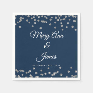 Elegant bröllop Silver Faux Glitter confetti-flott Pappersservett