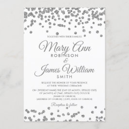 Elegant bröllop Silver Faux Glitter confetti Inbjudningar