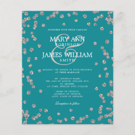 Elegant bröllop Silver Glitter Konfetti Teal