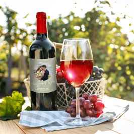 Elegant bröllop Simple Photo Tropical Handflatan L Vinflaska Etikett