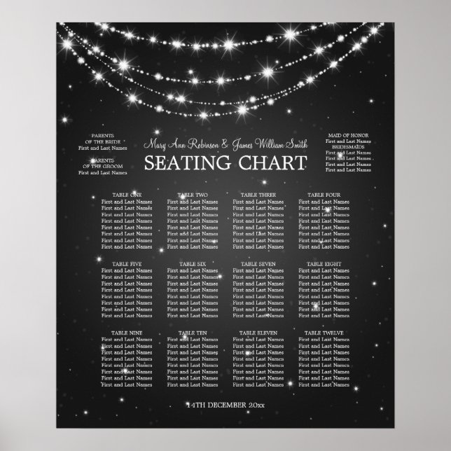 Elegant bröllop Sittdiagram, mousserande kedja Bla Poster (Framsidan)