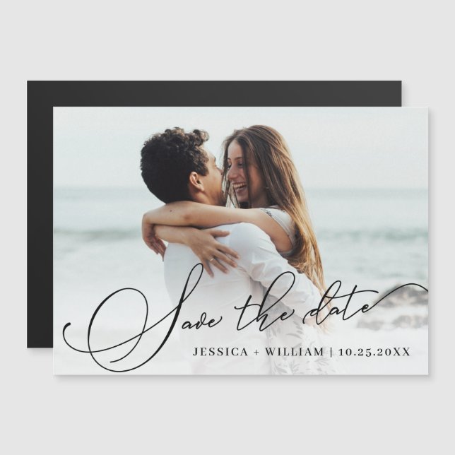 Elegant bröllop Spara datum för det magnetiska FOT (Fram/baksida)