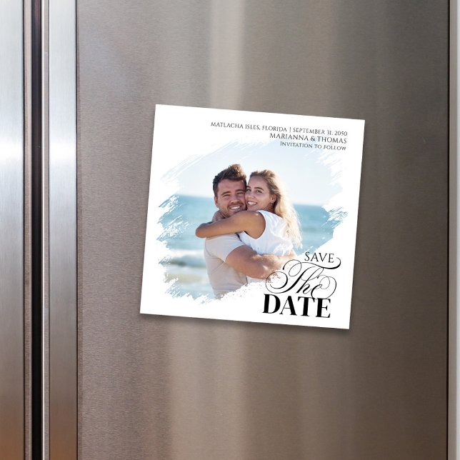 Elegant Bröllop Spara Datum Foto Magnetisk (Wedding Save the date photo magnet)