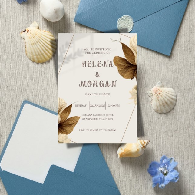 Elegant bröllop Spara datum & Inbjudan Combo (Elegant All-in-One Wedding Save the Date & Invitation | Classic Ballroom Wedding Template)