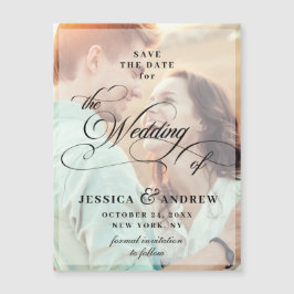 Elegant bröllop Spara datumFOTO-magnetiskt kort