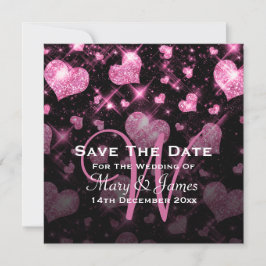 Elegant bröllop sparar datum Glitter Heart-Rosan Spara Datumet