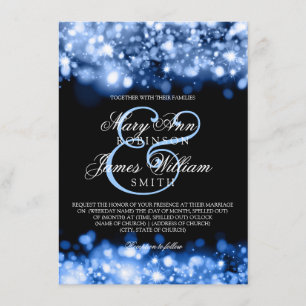 Elegant bröllop Sparkling Ljus Sapphire Blue Inbjudningar