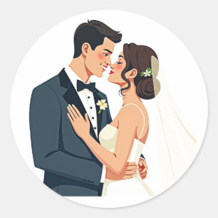 Elegant bröllop Sticker Runt Klistermärke