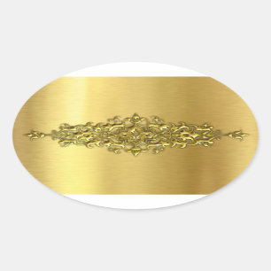 Elegant bröllop Stickers, Guld Ovalt Klistermärke