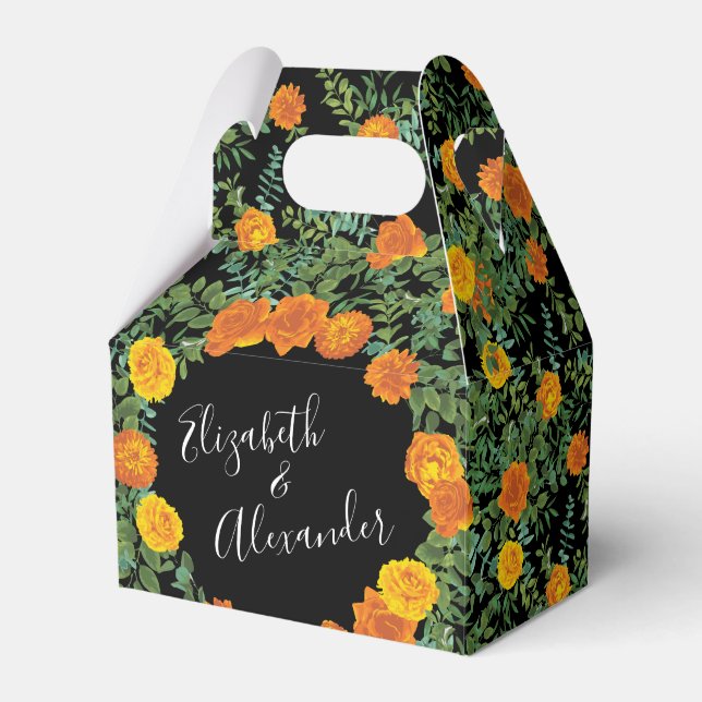 Elegant bröllop Svarta och Orange Ro Presentaskar (Framsidan Sidan)