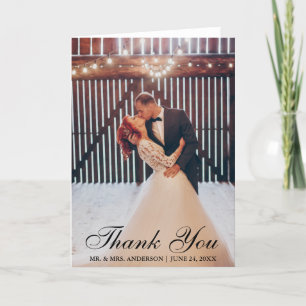 Elegant bröllop Tack Bride Groom Photo Fold Kort