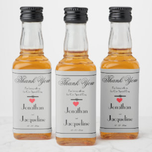 Elegant bröllop Tack Chic Grått Mini Mini Spritflaskor Etikett