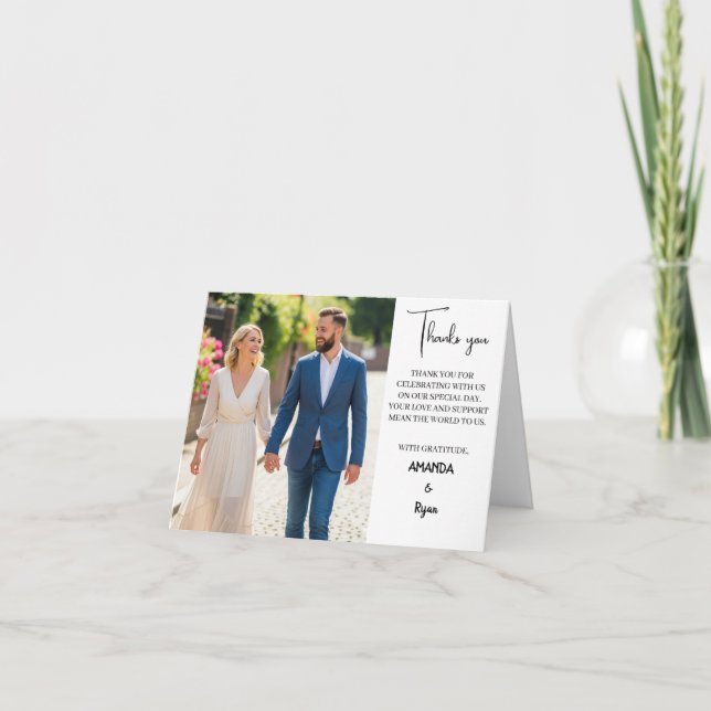 ELEGANT BRÖLLOP TACK DIG CARD - MINIMALIST STIL KORT (Framsida)