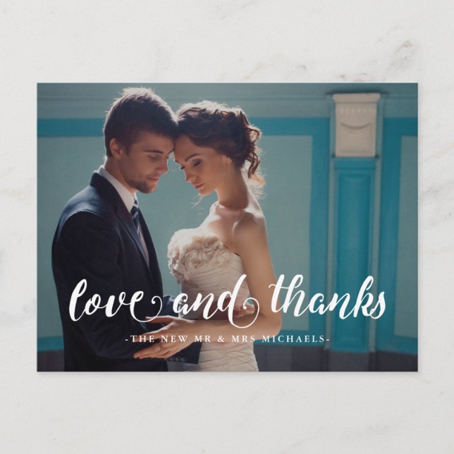 Elegant bröllop Tack fotovykort Vykort (Framsida)
