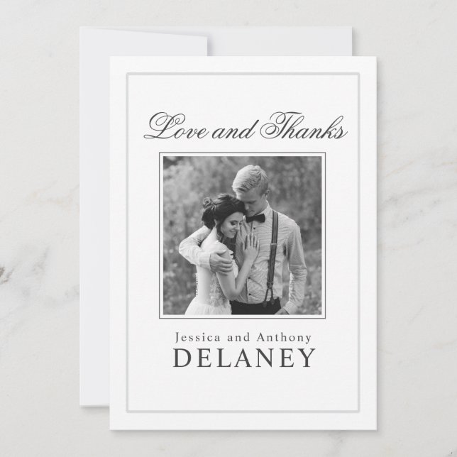 Elegant bröllop Tack med ditt foto Kort (Framsida)