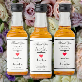 Elegant bröllop Tack Mini Liquor Flaska-etikett Spritflaskor Etikett