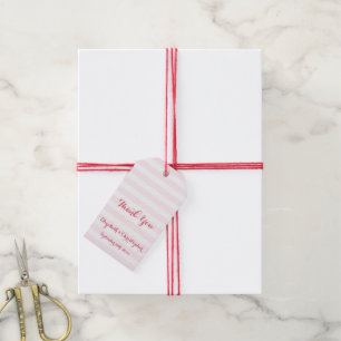Elegant Bröllop Tack Rosa Ränder Favorit Hangtag Presentetikett
