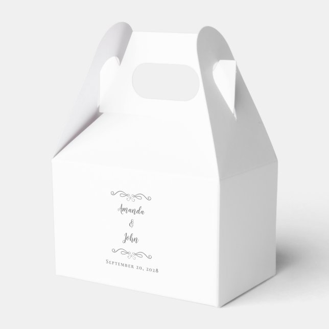 Elegant Bröllop Tack Samtal Kalligrafi Grå Vit Presentaskar (Framsidan Sidan)