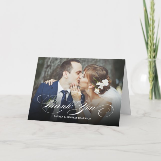 Elegant bröllop tackkort med fotokollage (Framsida)
