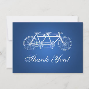 Elegant bröllop Tackkort Tandem Bike Blue Anteckningskort
