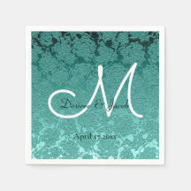 Elegant bröllop Teal Grönt White Monogram