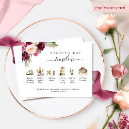 Elegant bröllop, tidslinje, Burgundisk  Rosa Tilläggskort