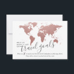 Elegant bröllop Travel Ideas Advice<br><div class="desc">Skapa ett unikt och roligt gästalternativ för bok för ett tema för möhippa eller ett bröllop på resmål som kärlek ska resa med dessa resecheckar för roligt med ett ro guld-rosa och en vit världskarta för gästerna att markera sina favoritsemesterplatser och beskriva deras förslag på baksidan! Gästerna kommer att fylla...</div>