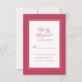 Elegant bröllop Trendig Magenta Red White OSA Kort