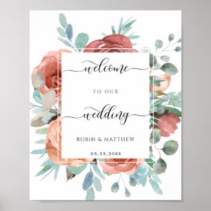 Elegant bröllop Välkomstskylt, Etheral Blommigt Poster