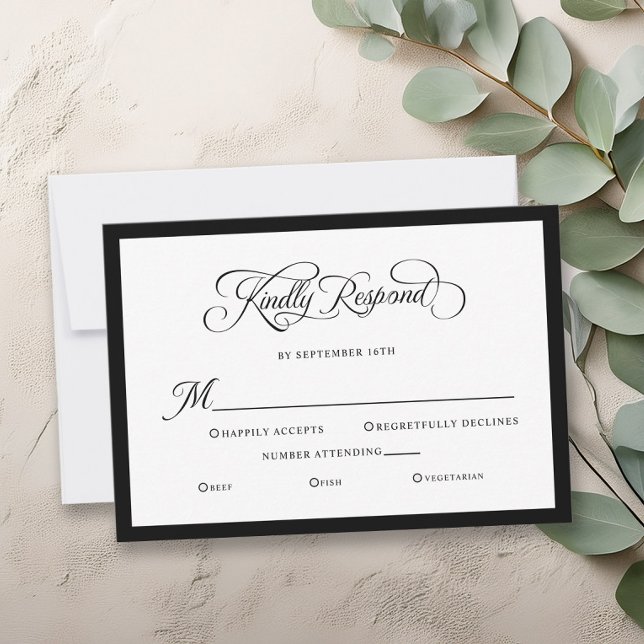 Elegant bröllop vänligt svara på kalligrafi OSA kort (Elegant Wedding Kindly Respond Calligraphy RSVP Card)
