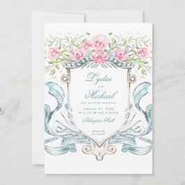 Elegant bröllop Vapensköld med Ro | Monogram Inbjudningar