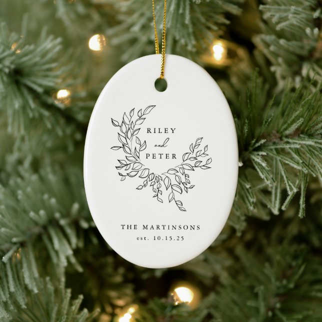 Elegant bröllop Vapensköld Personlig Keepsaké Julgransprydnad Keramik (Träd)