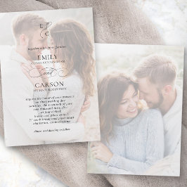 Elegant bröllop Vellum Overlay Photos Monogram Inbjudningar