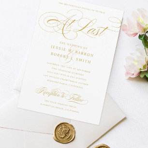 Elegant bröllop vid förra Guld-calligrafin Inbjudningar