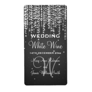 Elegant bröllop Vin-etikett Night Dazzle Black Fraktsedel