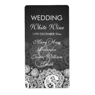 Elegant bröllop Vin-etikett Paisley Snöre Black Fraktsedel