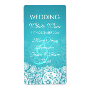 Elegant bröllop Vin-etikett Paisley Snöre Blue Fraktsedel