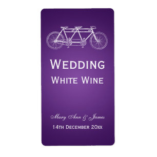 Elegant bröllop Vin-etikett Tandem Bike Lila Fraktsedel