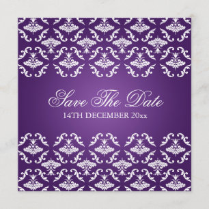 Elegant Bröllop Vintage Damask Lila Inbjudningar