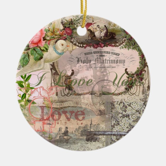 Elegant bröllop Vintage Giftermål Antique-Vintage Julgransprydnad Keramik (Framsidan)