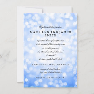 elegant bröllop Vow Renewal Blue Glitter Ljus Inbjudningar