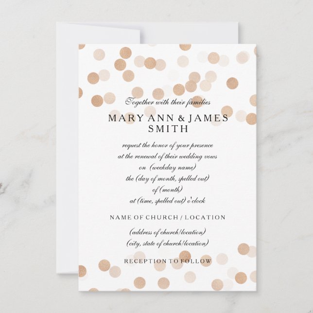 Elegant bröllop Vow Renewal Copper Foil Glitter Inbjudningar (Framsida)