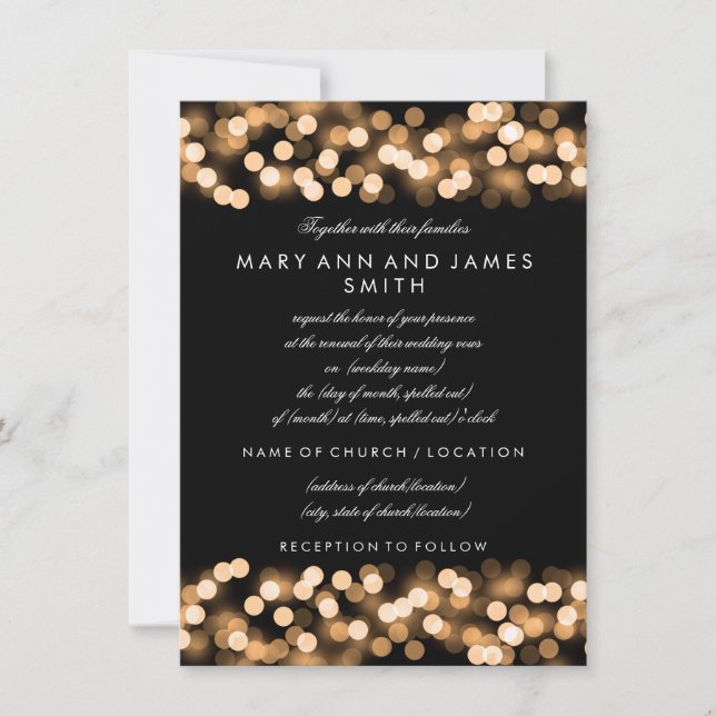 Elegant bröllop Vow Renewal Guld Hollywood Glam Inbjudningar (Framsida)