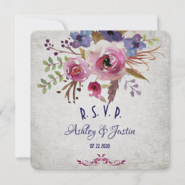 Elegant bröllop Watercolor Flowers OSA kort
