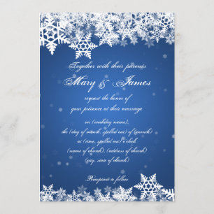 Elegant bröllop Winter Snöflingor Blue Sapphire Inbjudningar