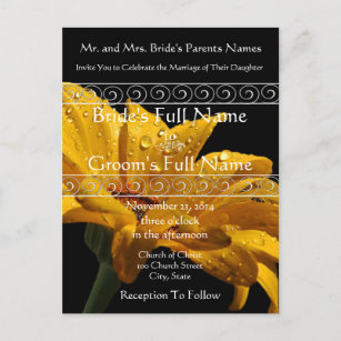 Elegant bröllopinbjudan för orange daisy inbjudan vykort