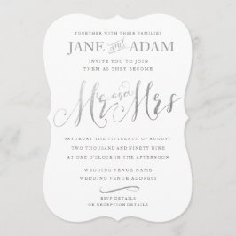 Elegant Bröllopinbjudan till Silver Typography Inbjudningar