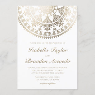Elegant bröllopinbjudanguld omkullkastar mandalaen inbjudningar