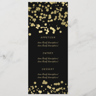 Elegant bröllopmenyguld omkullkastar konfettiar meny