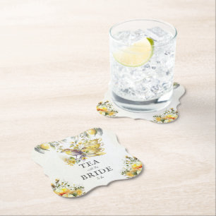 Elegant Bröllops Lemon Vintage Tekaffeparty Underlägg Papper